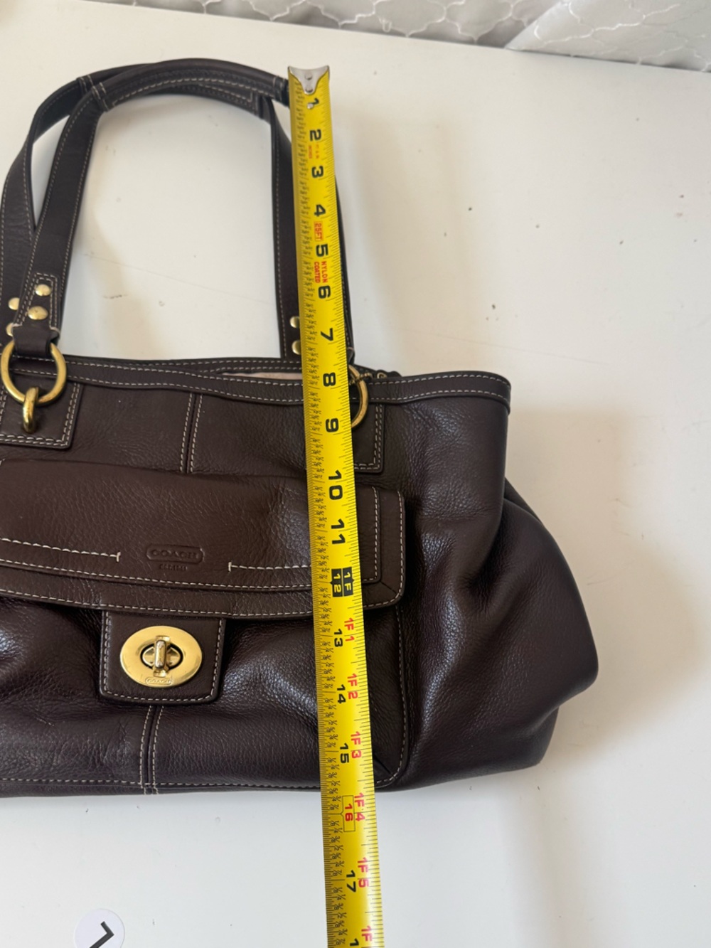 Coach Penelope Soft Pebbled Leather Carryall Satchel Bag Brown F19044 Vintage - Picture 12 of 13